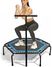 50" Rebounder Mini Trampoline with Adjustable Handle Bar Foldable Trampoline Fitness Trampoline for Kids & Adults Indoor Outdoor