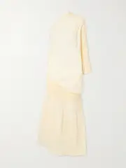 [Dima Ayad] Dima Ayad - One-shoulder Pleated Voile Gown - Cream - 3XL/4XL 3XL/4XL Cream