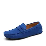 Men's Blue Suede Loafers – Stylish Slip-On Driving Moccasins for Casual Formal Wear