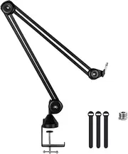 Microphone Arm Stand Adjustable Heavy Duty Suspension Boom Mic Stand with Screw Adapter for Gaming, Recording, Quadcast