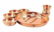 Pure Copper Hammered Design 8 Pieces Dinner Set