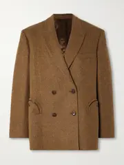[BLAZÉ Milano] BLAZÉ Milano - Nightbreak Oversized Double-breasted Wool-tweed Blazer - Camel - 2 2 Brown