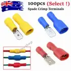 100pcs Spade Insulated Crimp Terminals Kit Splice Electrical Wire Connectors Set