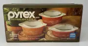 Pyrex Autumn Harvest 3 Piece Bake Serve Store Set 470-49 NIB Corning