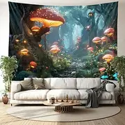 Trippy Forest Mushrooms Hanging Tapestry Wall Art Large Tapestry Mural Decor Photograph Backdrop Blanket Curtain Home Bedroom Living Room Decoration