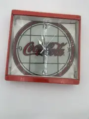 New In Box Coca Cola Coke Stained Glass Clock