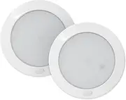Dream Lighting 12volts LED Ceiling Lights with Switch 5 inch White Shell Panel Interior Under Cabinet Light Warm White Dome Lamps for Auto RV Boat Yacht Caravan Motorhome Camper Trailer Pack of 2