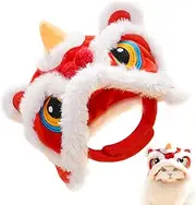Hats for Cats - Dog Cat Headgear, Chinese Costume Lion Dance Clothes for Cat Puppy Dog Holiday Dress up Supplies