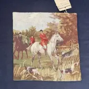 12” X 12” Hand Woven Needlepoint Petitepoint English Fox Hunt Pillow Cover