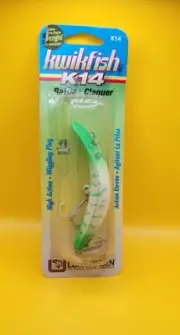 Lure Jensen Kwikfish K14 Glow Dill Pickle Fishing Lure Everglow Green White New