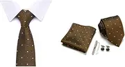 [Zcargel] Men Tie, Men's Tie Classic Elegant Checked Stripes Multicolored Men's Tie Pocket Squares Wedding Tie for Shirt Tuxedo