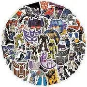 YMMRSK 50pcs Transformers Stickers Cool Movie Cartoon Stickerds for Kids Laptops,Funny Automotive Robot Waterproof Vinyl Decals for Teens Water Bottle Skateboard Bumper Pad Travel Case