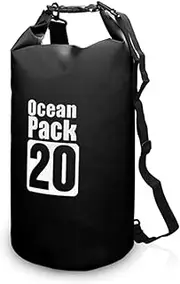 10L/15L/20L/30L Outdoor Waterproof Dry Backpack Water Floating Bag Roll Top Sack for Kayaking Rafting Boating River Trekking Black 20L