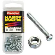 Champion Handy Pack Machine Screws and Nuts BH620, 4mm X 10mm