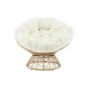 Papasan Swivel Wicker Outdoor Relaxing Lounge Accent Patio Chair - Beige - Beige