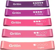 Pink purple Resistance Bands, [Set of 5] Skin-Friendly Resistance Fitness Exercise Loop