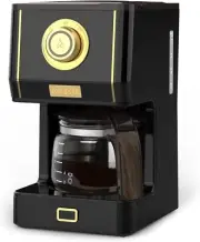 Drip Coffee Machine with 25oz Glass Pot - Retro Style Coffee Maker (BLACK)