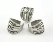 Ring Stripes Adjustable Ring Antique Silver Plated brass (18.5mm 8.5US size 3592