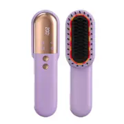Wireless Hair Straightener Brush with Vibration Red Light-Purple