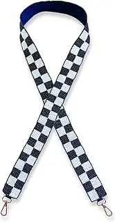 Lashicorn Navy Blue and White Checkered Beaded Purse Strap Girls Dallas Denver Houston for Game Day Clear Stadium Bag 49” Long Fan Gear OOTD for Clear Bag, Navy, White, 49"