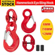 2X Hammerlock + Eye Sling Hook Safety Chain Caravan Trailer Connection Extend