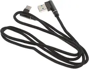 QUMIIRITY Right Angle USB to USB C Braided Cable Fast Charging Data Cord for Devices Black Color Efficient Syncing and Charging
