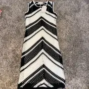 Willow And Wind NWT Women's XS Crochet MIDI DRESS Black & White