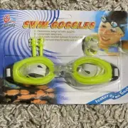 Swimming Goggles Unisex Youth Green Head Strap Adjustable Swim Beach Age 3+