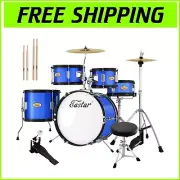 Compact 16 Inch Junior Drum Set for Kids - Perfect Starter Kit with Throne
