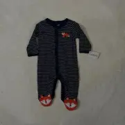 NWT Carter's Boys Blue White Striped Snap Front Bodysuit One-Piece Size 3M