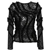 [pushBUTTON] Black Smocked Fitted Top