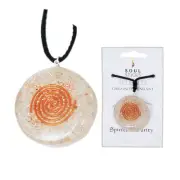 Round Orgonite Selenite Pendant Necklace EMF Energy Jewelry Healing Crystals