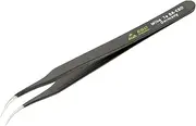Wiha 44510 Stainless Steel Curved, Extra Fine Professional ESD Precision Tech Tweezer with Static Dissipative Grip and Hypo Allergenic