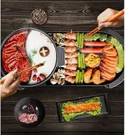 2 in 1 Electric non-stick Korean BBQ Plate Hot Pot Pan Grill Barbecue