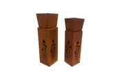 2x Willow & Silk RusticSquare Planter On Pillar Base Heart Pattern 26x93cm