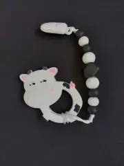 Cow Baby Teething Toy BPA Free Food Grade Silicone Teether with Pacifier Clip