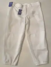 Mizuno Women's Belted Softball Pants Elastic Bottom White Royal Pipe Size XXL