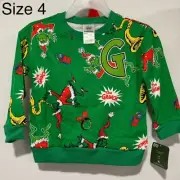 NEW Grinch Sweatshirt 4T Christmas Shirt Long Sleeve Santa Hat Merry Grinchmas