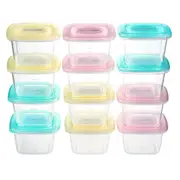 Baby Food Snack Plastic Storage Container with Lids, 12 Pack Set BPA Free Freezer & Dishwasher Safe for Kids