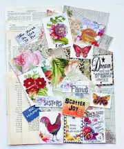 Junk Journal Supplies 50+Items Scrapbook Papers Quotes Vintage Book Pages kit#3N