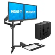 Mount-It! Wall Mount Workstation with Dual Monitor Mount, Keyboard Tray and C...