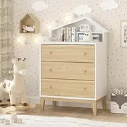 [Merryluk] Cute Chest of Drawers,2 in 1 Princess Chest Drawers Vanity Storage Cabinet with Detachable Top, Girls Vanity Set, Vanity Drawers Set