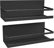 Magnetic Spice Rack for Refrigerator,Heave Duty Magnetic Shelf For Kitchen With Strong Magentic Storage Organizer,Fridge Spice Rack for Cabinet,Space Container,Drill free (Black, 2 Pack)