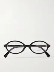 [Miu Miu Eyewear] Miu Miu Eyewear - Oval-frame Acetate Optical Glasses - Black - One size One size Black