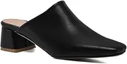 [MOOMMO] Women Chunky Heel Mules Closed Toe Square Toe Slip On Backless Pumps