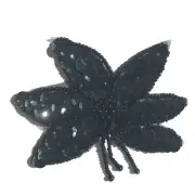 Lot of 2 Black Flower Floral Beaded Sequined Sew-On Applique Craft Patch Vintage