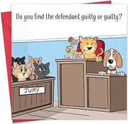 Twizler - Funny Cat Jury Card - Funny Cat and Dog Birthday Card for Men or Women - Blank Card Inside Him Her - Mum Happy Birthday Card Dad - Husband Wife Humour Card - Get Well Soon Card