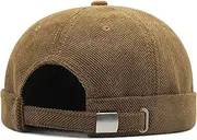 Men's Brimless Hat Men's Landlord Hat Corduroy Hat Hip Hop Brimless Hat Adjustable Brimless Hat (Color : Khaki, Size : Large)