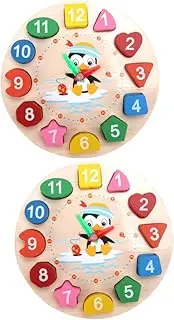 CORHAD Early Learning Toy Wooden Clock Puzzle Numbers Shapes for Boys and Girls