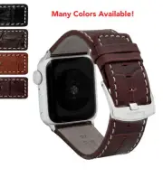 Mens Square Tip Leather Watch Strap for Apple Watch Band 40mm Series 6 5 4 SE